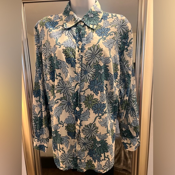 Charter Club Tops - Charter Club Blue and Green Floral Blouse size 18